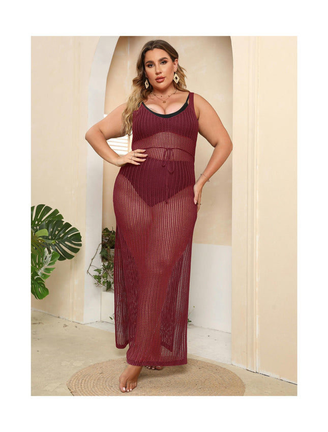 Womens Swimsuit Cover Ups Sleeveless Crochet Knit Hollow Out Beach Coverup Dress