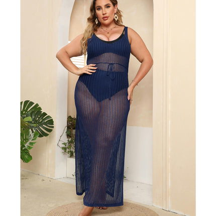 Womens Swimsuit Cover Ups Sleeveless Crochet Knit Hollow Out Beach Coverup Dress