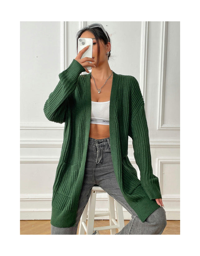 Women's Sweaters Long Sleeve Open Front Knit pocket Cardigan