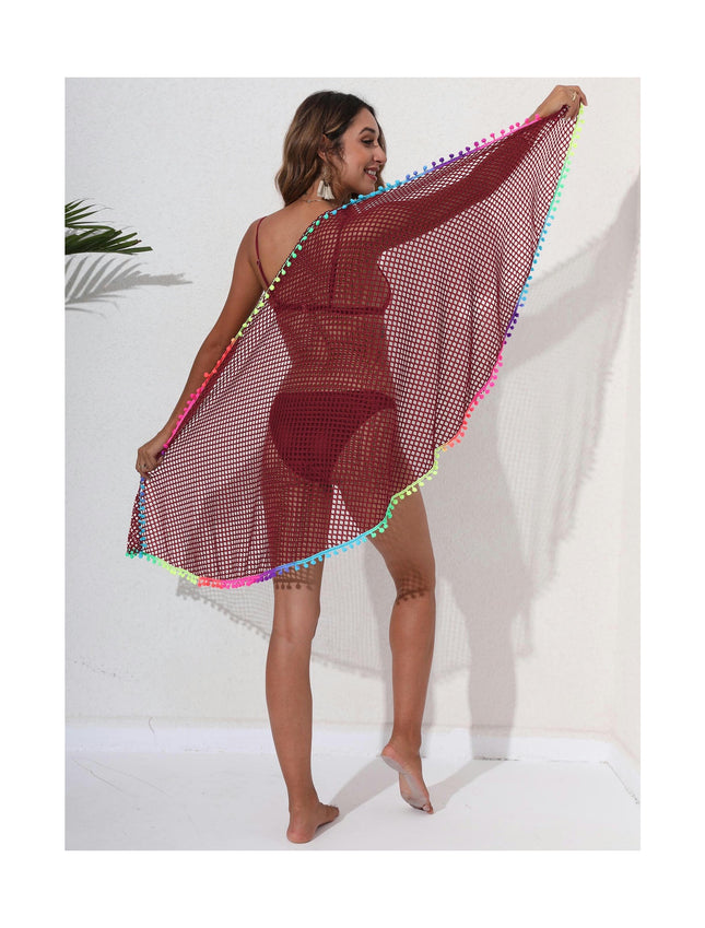 Crochet Sarong Swimsuit Coverups for Women Bathing Suit Cover ups Bikini Beach Tassel Wrap Skirt