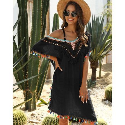 Womens Swimsuit Coverups V Neck Bathing Suit Bikini Tassel Cover Ups Beach Dress
