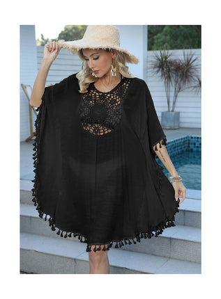 Womens Summer Bikini Crochet Hollow Out Flowy Short Sleeve Swimsuit Cover Up Dress