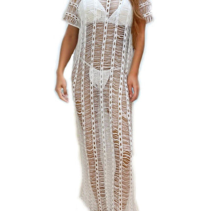 Womens Swimsuit Cover Up Hollow Knit Bikini Swimwear Coverup Crochet Beach Dress