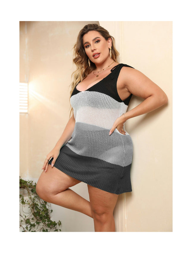 Women Plus Size Cover Ups Crochet Swimsuits Sleeveless Bathing Suit Bikini Hollow Out Coverup
