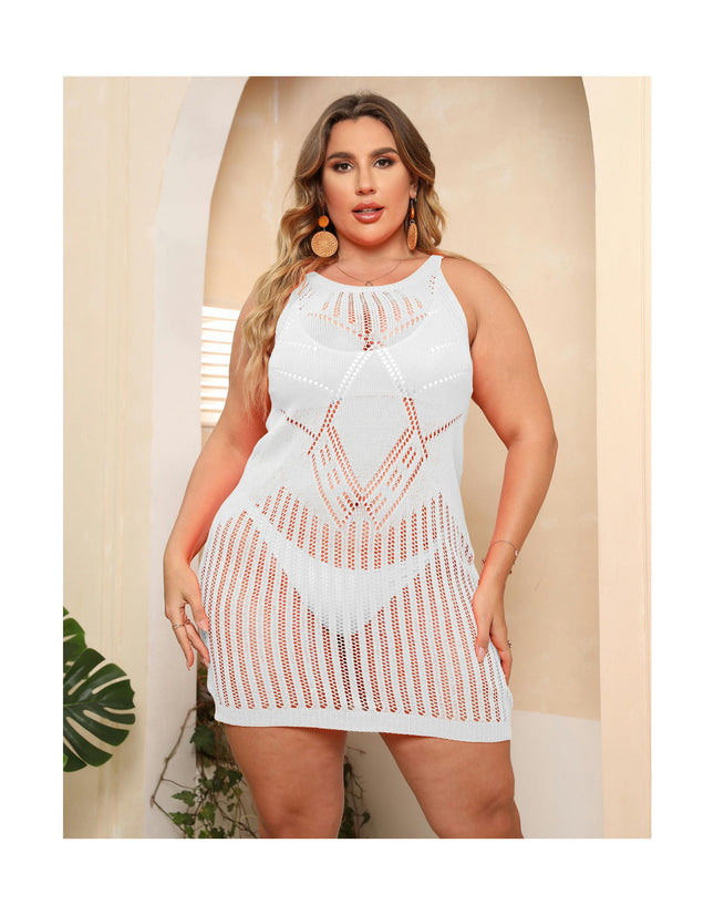 Women Swimsuit Cover Up Plus Size Crochet Bikini Coverups Knit Beach Dress