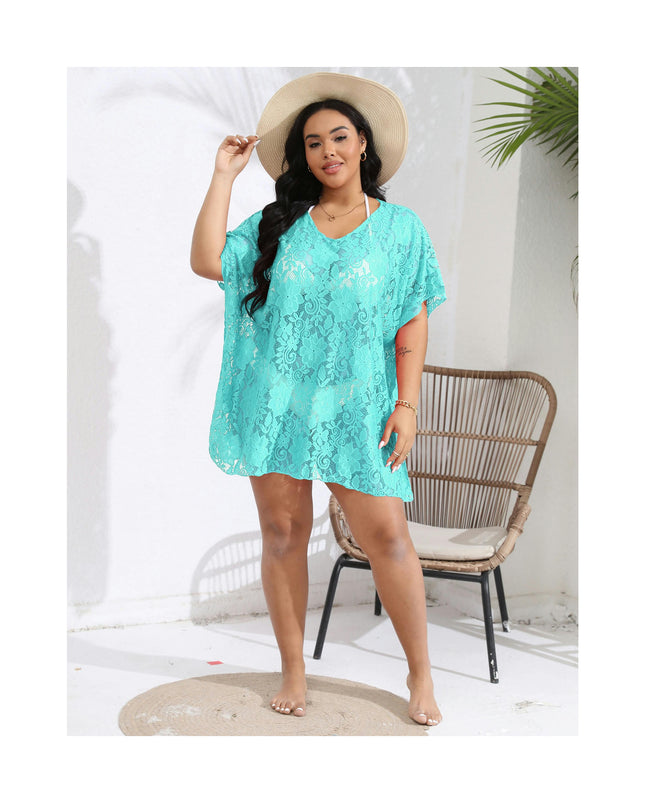 Plus Size Lace Bikini Cover Up for Women Swimwear Swimsuit Cover Up Beach Dress