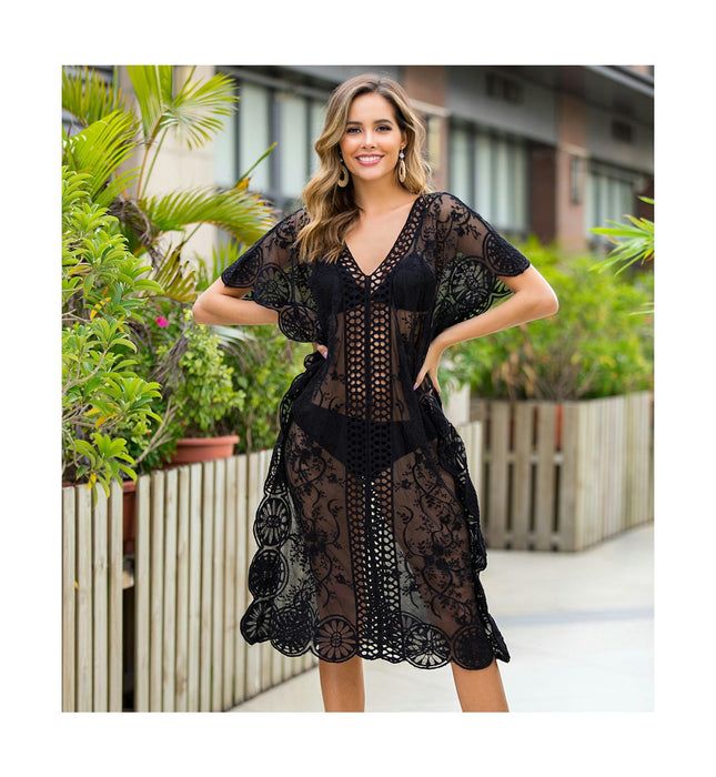 Women's Lace Swimsuit Bathing Suit Cover Ups Hollow Out Bikini Beach dress
