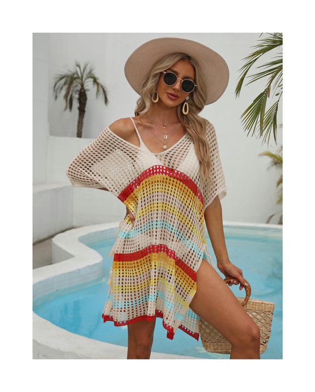 Crochet Knit Swimsuit Coverup for Women Hollow Out Bikini Beach Cover Up Dress