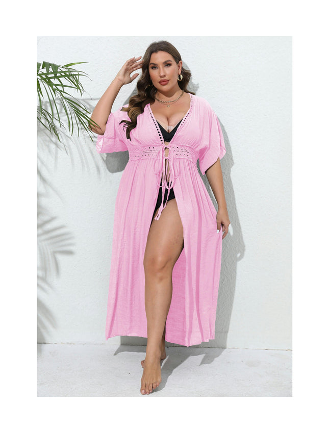 Womens Long Lace Cover up Bikini Coverups Kimono Tie Front Swimsuit Cardigan