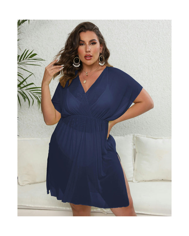 Women's Plus Size Swimsuit Cover Ups Beach Swimwear See Through Sheer Mesh Dress