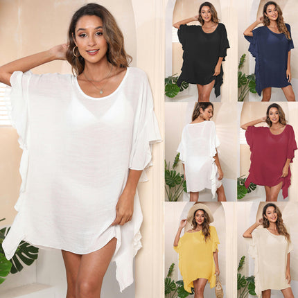 Womens Swimsuit Coverups Bathing Suit Beach Dress Ruffle Bikini Loose Cover Up Dress