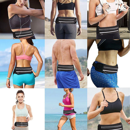 Unisex Running Belt Travel Money Belt Fanny Pack, Waist Pack for Women and Men Security Pockets and Zipper