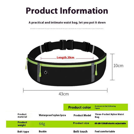 Sports Waist Bag Running Phone Bag For Women Men Reflective Workout Fanny Pack for Hiking-A