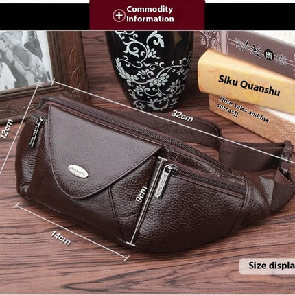 Leather Waterproof Waist Bag for Men Women Fanny Pack for Walking Running Outdoor Sports
