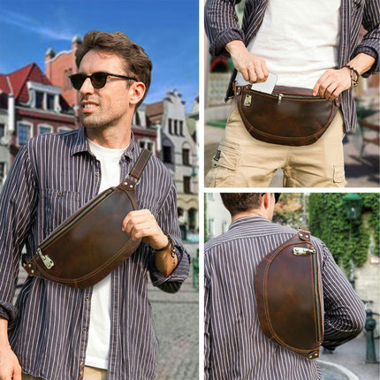 Waist Bag Leather Fanny Pack Men and Women Belt Bag Outdoor Sports Waist Bag for Walking,Running