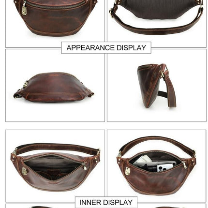 Waist Bag Leather Fanny Pack Men and Women Belt Bag Outdoor Sports Waist Bag for Walking,Running