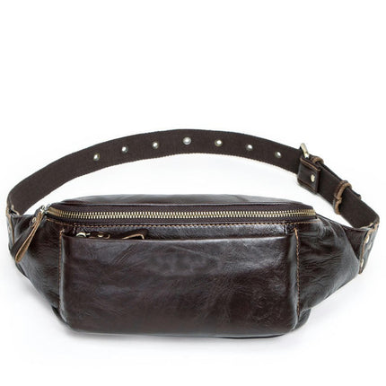 Sports Fanny Bag Leather Waist Pack for Man Women Unisex Hiking Sport Running Cycling with Adjustable Belt