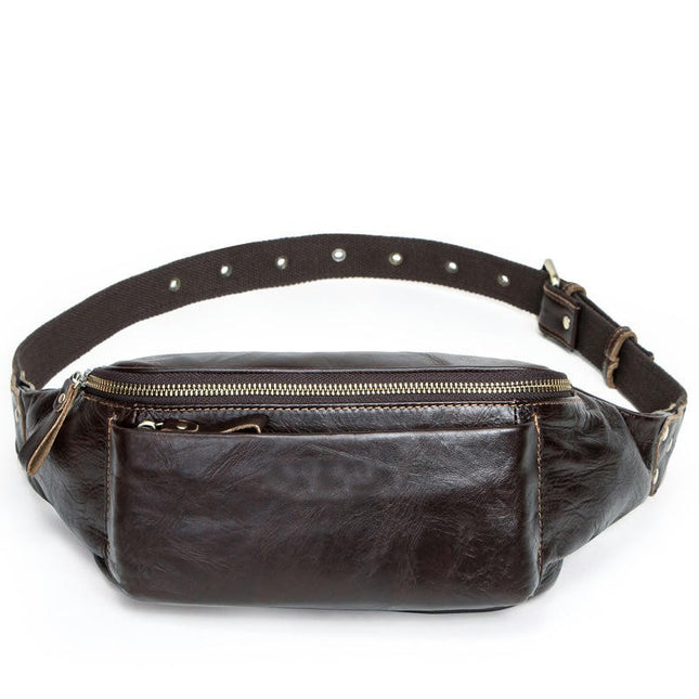 Sports Fanny Bag Leather Waist Pack for Man Women Unisex Hiking Sport Running Cycling with Adjustable Belt
