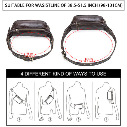 Sports Fanny Bag Leather Waist Pack for Man Women Unisex Hiking Sport Running Cycling with Adjustable Belt