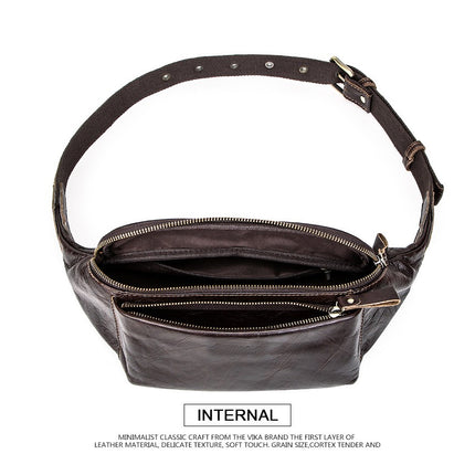 Sports Fanny Bag Leather Waist Pack for Man Women Unisex Hiking Sport Running Cycling with Adjustable Belt