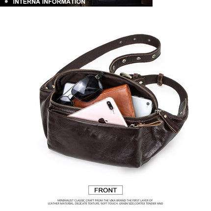 Sports Fanny Bag Leather Waist Pack for Man Women Unisex Hiking Sport Running Cycling with Adjustable Belt