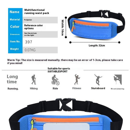 Waist Bag Sports Waist Pack Fanny Pack Waterproof Adjustable Zipper Pockets for Running Outdoor Man Woman