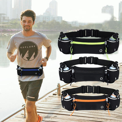 Waterproof Waist Bag with Water Bottle Waist Bag with Adjustable Straps for Men and Women, Large Fanny Pack