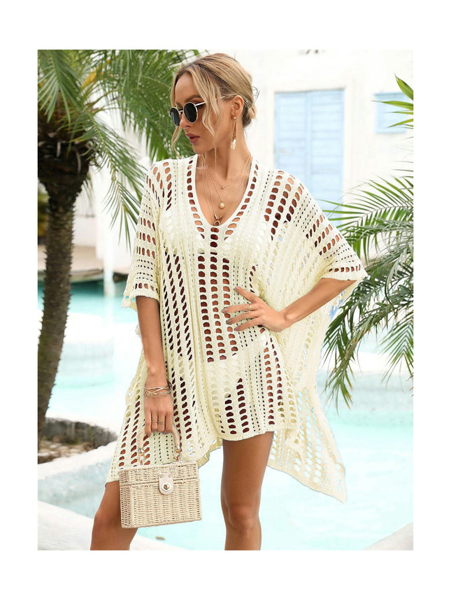 Women's Beach Coverup Crochet Hollow Out Top Swimming Bikini Vacation Skirt