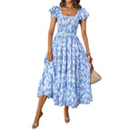 Blue and white print