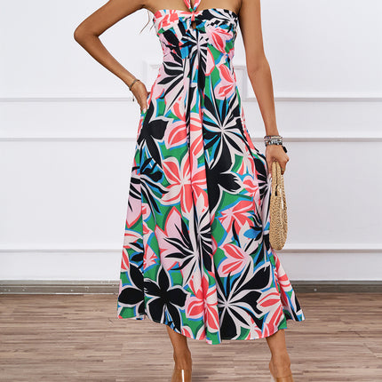 Women's Summer Dresses Halter Neck Sleeveless Backless Flowy A Line Boho Maxi Dress