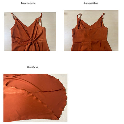 Womens V Neck Sleeveless Beach Tie Strap Smocked Ruffle Midi Dress