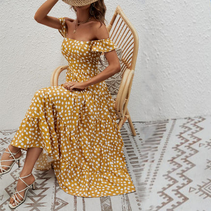 Women's Summer Square Neck Boho Tiered Ruffle Flowy Beach Long Dress