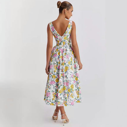 Women Sexy Deep V Neck Maxi Dress Sleeveless Backless Summer Dresses