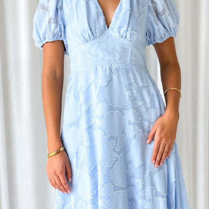 Women's Summer V Neck Short Sleeve Beach Party A-Line Flowy Maxi Dresses