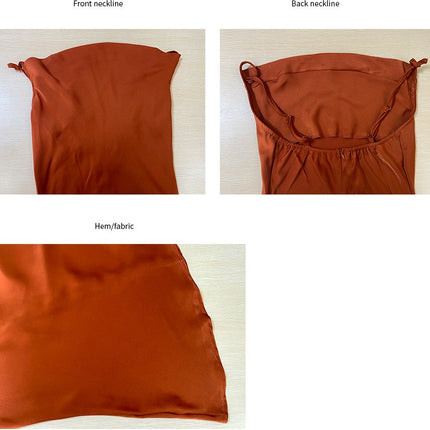 Women Satin Spaghetti Straps Maxi Dress Open Back Cocktail Party Dress Sleeveless Evening Gown