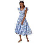 Blue and white print
