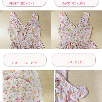 Beach Dresses for Women V Neck Wrap Sleeveless Floral Boho Flowy Midi Dress