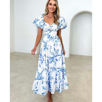 Blue and white print