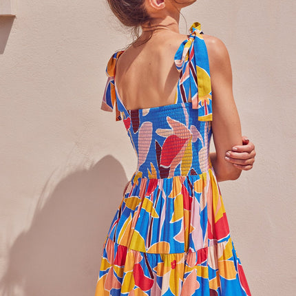 Women Spaghetti Strap Sleeveless Backless Tiered Ruffle A-Line Summer Maxi Dress 1