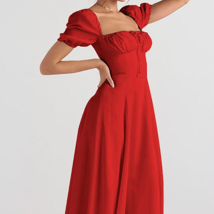 Women Spaghetti Strap Low Cut Corset Sleeveless Flowy A-Line Summer Beach Dress 2