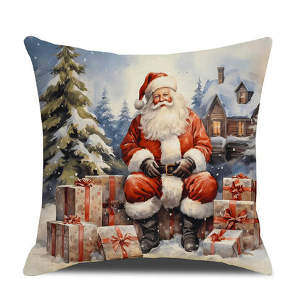 Christmas Pillow Covers Snowman Santa Claus Decor Throw Cushion Case for Home Couch