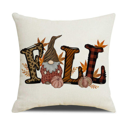 Fall Pillow Covers Thanksgiving Autumn Throw Pillow Covers Square Outdoor Sofa Couch Home Pillow Case-A