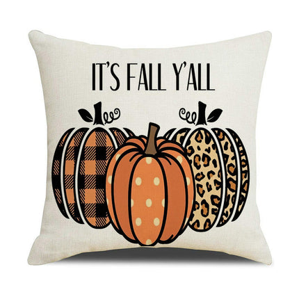 Fall Pillow Covers Thanksgiving Autumn Throw Pillow Covers Square Outdoor Sofa Couch Home Pillow Case-A
