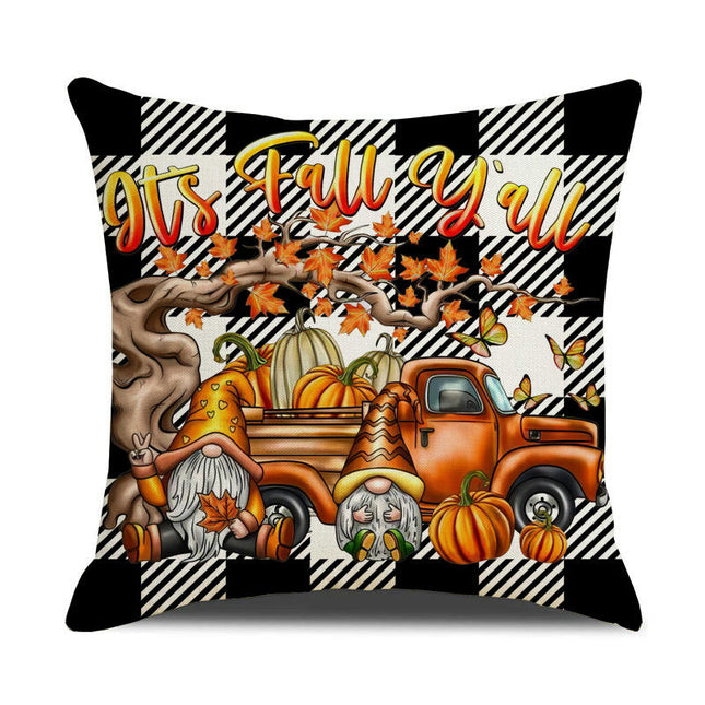 Fall Pillow Covers Thanksgiving Autumn Throw Pillow Covers Square Outdoor Sofa Couch Home Pillow Cases-B