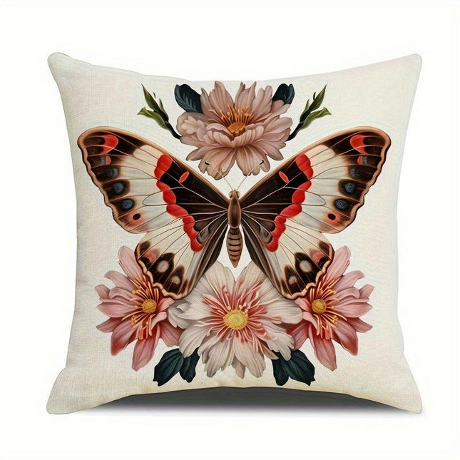 Butterfly Decorative Throw Pillow Covers Square Cushion Case Spring Home Decoration for Sofa-A