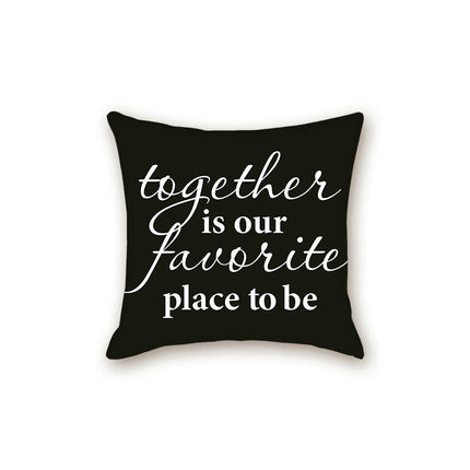 Black Pillow Cover with Letter Decorative Square Throw Cushion Case for Bed Sofa Couch Pillowcase