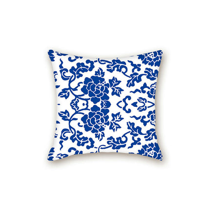 Throw Cushion Cover Case Blue and White Porcelain Decorative Pillow Cover Square Pillow Case for Couch