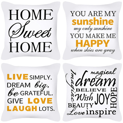 English Decorative Cushion Letters Linen Pillow Cover Pillowcase Cushion Cover for Sofa Throw Pillow Case