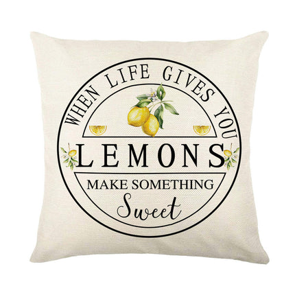 Lemon Throw Pillow Covers Decorative Pillowcases Summer Pillow Cover Outdoor Cushion Cases for Couch Sofa-A
