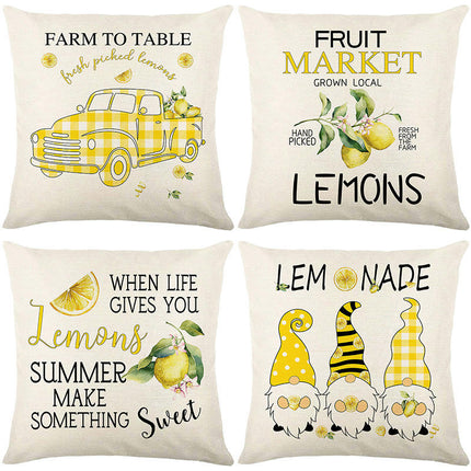 Lemon Throw Pillow Covers Decorative Pillowcases Summer Pillow Cover Outdoor Cushion Cases for Couch Sofa-A